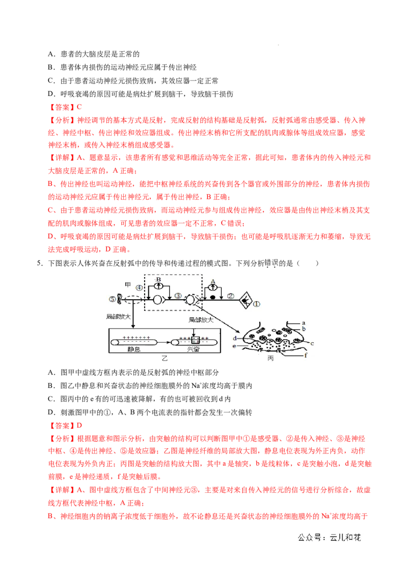 高二生物期中模拟卷02（全解全析）（新高考通用）(1)_1多考区联考_1014高二期中模拟卷（新高考通用）黄金卷：2024-2025学年高二上学期期中模拟考试