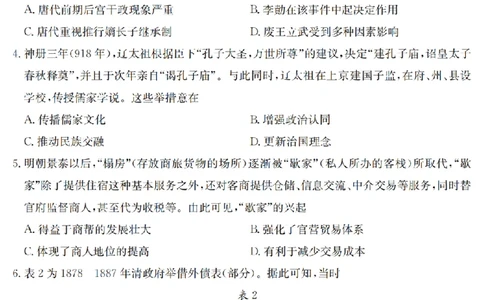 金太阳25-4001C云南省2025届高三下学期3月百万大联考历史_2025年3月_250327云南省金太阳2025届高三下学期3月百万大联考（25-4001C）（全科）