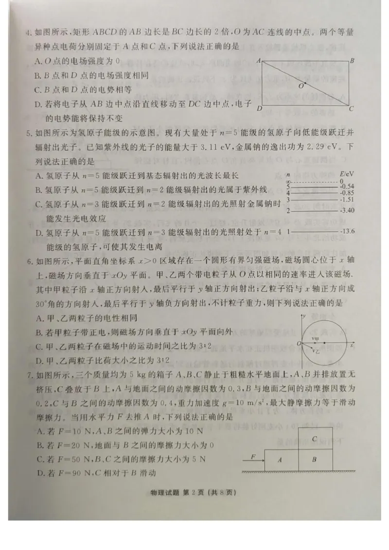 湖北省十堰市2025届高三下学期五月份适应性考试物理试卷（含解析）_2025年5月_250521湖北省十堰市2025届高三下学期五月份适应性考试（全科）