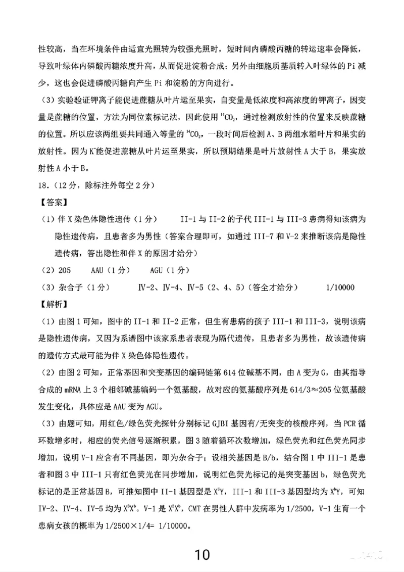 生物试卷答案_2025年1月_250119江西省赣州市2024-2025学年度第一学期高三期末考试（全科）_江西省赣州市2024-2025学年高三上学期1月期末考试生物