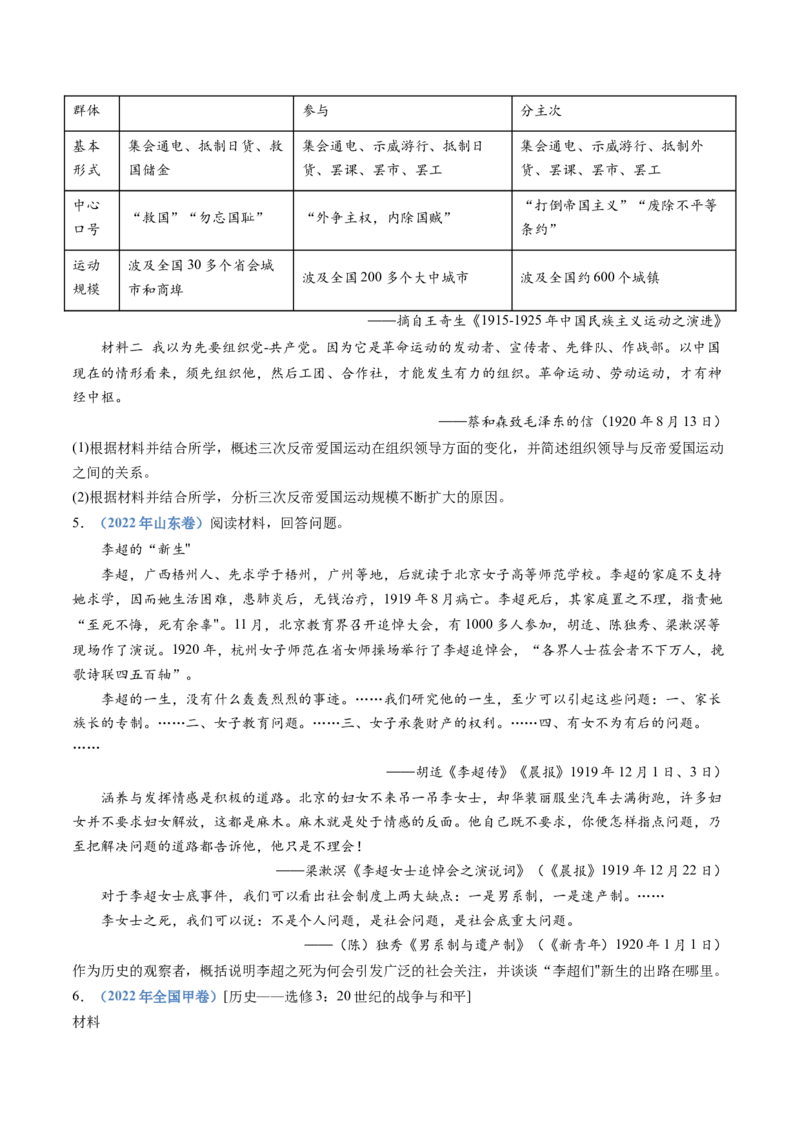 专题06辛亥革命与中华民国的建立（学生卷）_近10年高考真题汇编（必刷）_十年（2014-2024）高考历史真题分项汇编（全国通用）_十年（2014-2023）高考历史真题分项汇编（全国通用）