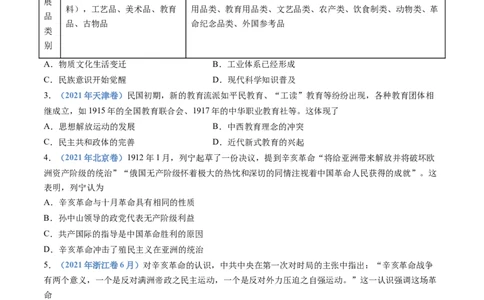 专题06辛亥革命与中华民国的建立（学生卷）_近10年高考真题汇编（必刷）_十年（2014-2024）高考历史真题分项汇编（全国通用）_十年（2014-2023）高考历史真题分项汇编（全国通用）