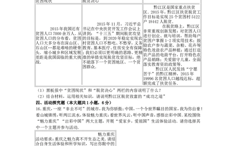 重庆市2016年中考思想品德真题试题（A卷，含解析）_中考真题_7.政治中考真题2015-2024年_2016年全国中考政治91份