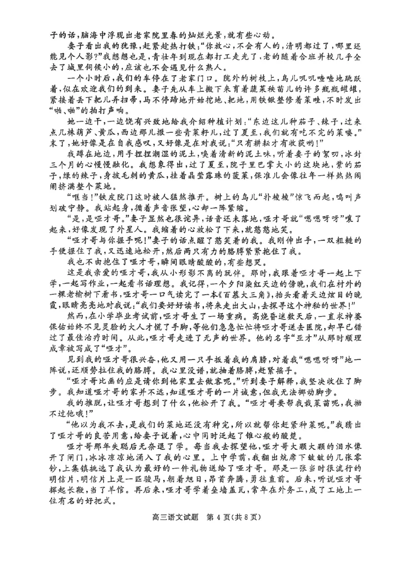 河南省部分学校2024-2025学年高三下学期5月联考试题-语文_2025年5月_0521河北省金科大联考2025届高三下学期5月份质量检测