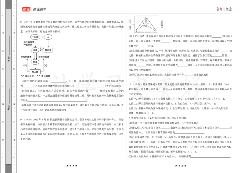 (8.43)-点睛押题卷&mdash;&mdash;新课标卷（云南、山西、河南）_2024高考押题卷_132024高途全系列_26高途点睛卷_2024点睛密卷-生物