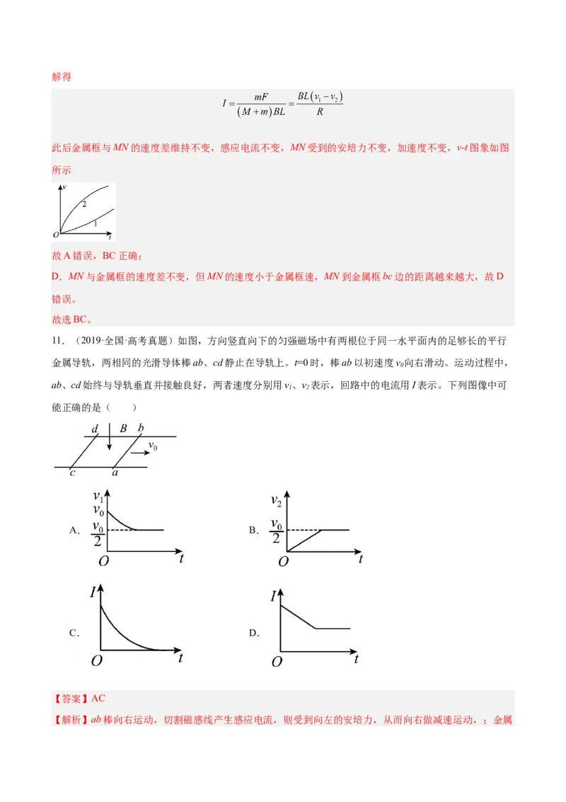 专题49导体棒在导轨上运动问题（一）（解析卷）-十年（2014-2023）高考物理真题分项汇编（全国通用）_近10年高考真题汇编（必刷）_十年（2014-2024）高考物理真题分项汇编（全国通用）