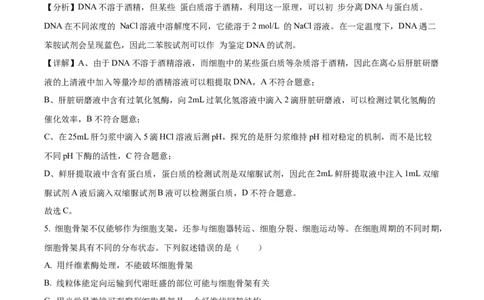 精品解析：山东省实验中学2025&mdash;2026学年高三上学期第一次诊断性考试生物试题（解析版）_2025年10月_251016山东省实验中学2026届高三第一次诊断性考试（10月）