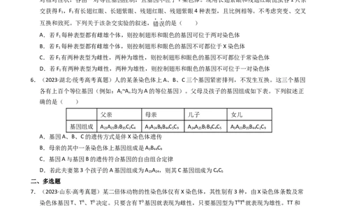 专题08伴性遗传和人类遗传病（学生卷）_近10年高考真题汇编（必刷）_十年（2014-2024）高考生物真题分项汇编（全国通用）_2023年高考真题和模拟题生物分项汇编（全国通用）