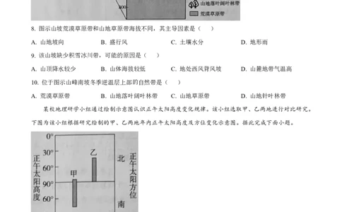 河北省张家口市2024-2025学年高三上学期1月期末教学质量检测地理试题（原卷版）_2025年1月_250114河北省张家口市2024~2025学年高三上学期期末教学质量监测（全科）