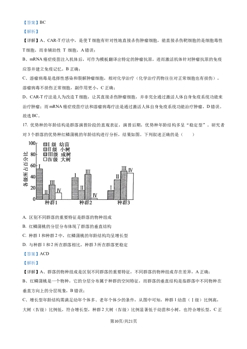 精品解析：河北省唐山市2025-2026学年高三上学期开学生物试题（解析版）_2025年9月_250914河北省唐山市2025-2026学年度高三年级摸底演练（全科）