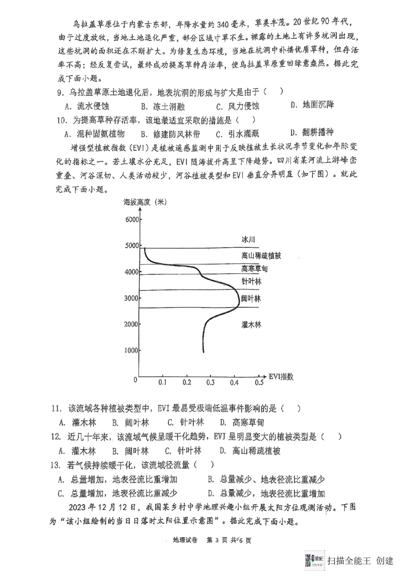 福建省福州第三中学2024-2025学年高三上学期模拟预测地理_2025年1月_250110福建省福州第三中学2024-2025学年高三上学期第七次模拟