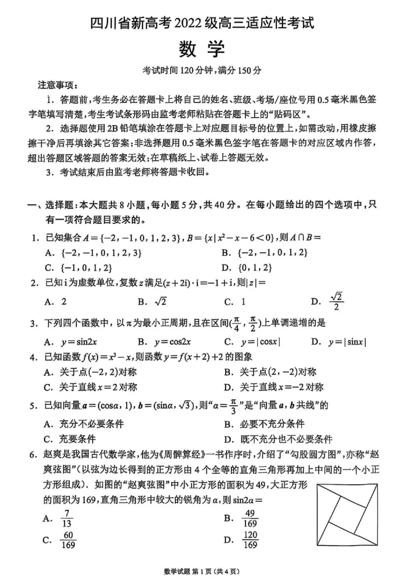 四川省（蓉城名校联盟）新高考2022级高三适应性考试数学_2025年5月_250516四川省（蓉城名校联盟）新高考2022级高三适应性考试（全科）