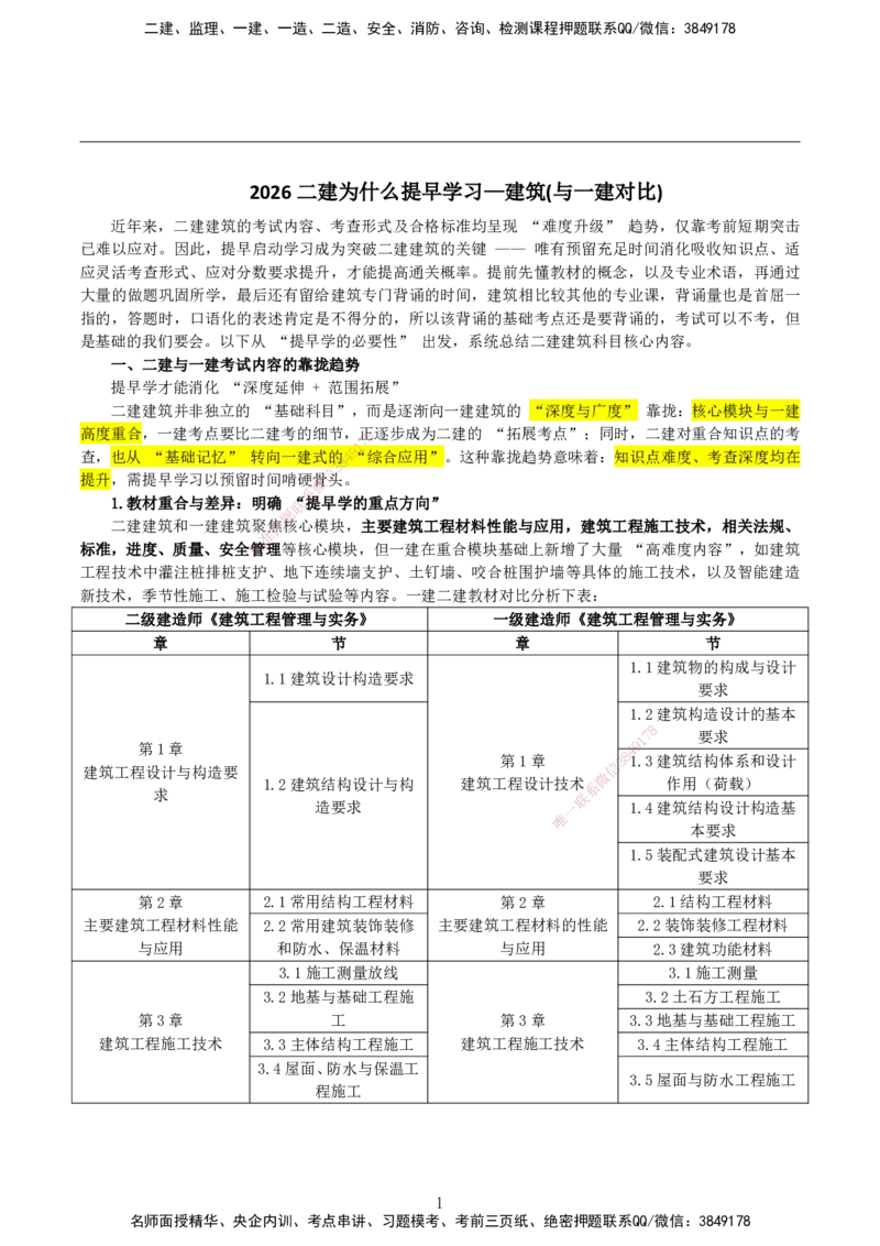 2026二建为什么提早学习&mdash;建筑（与一建对比）_2026二建全科_2026二级建造师（持续更新）看这里_2026二建建筑SVIP_01-精华文档✿电子教材✿历年真题