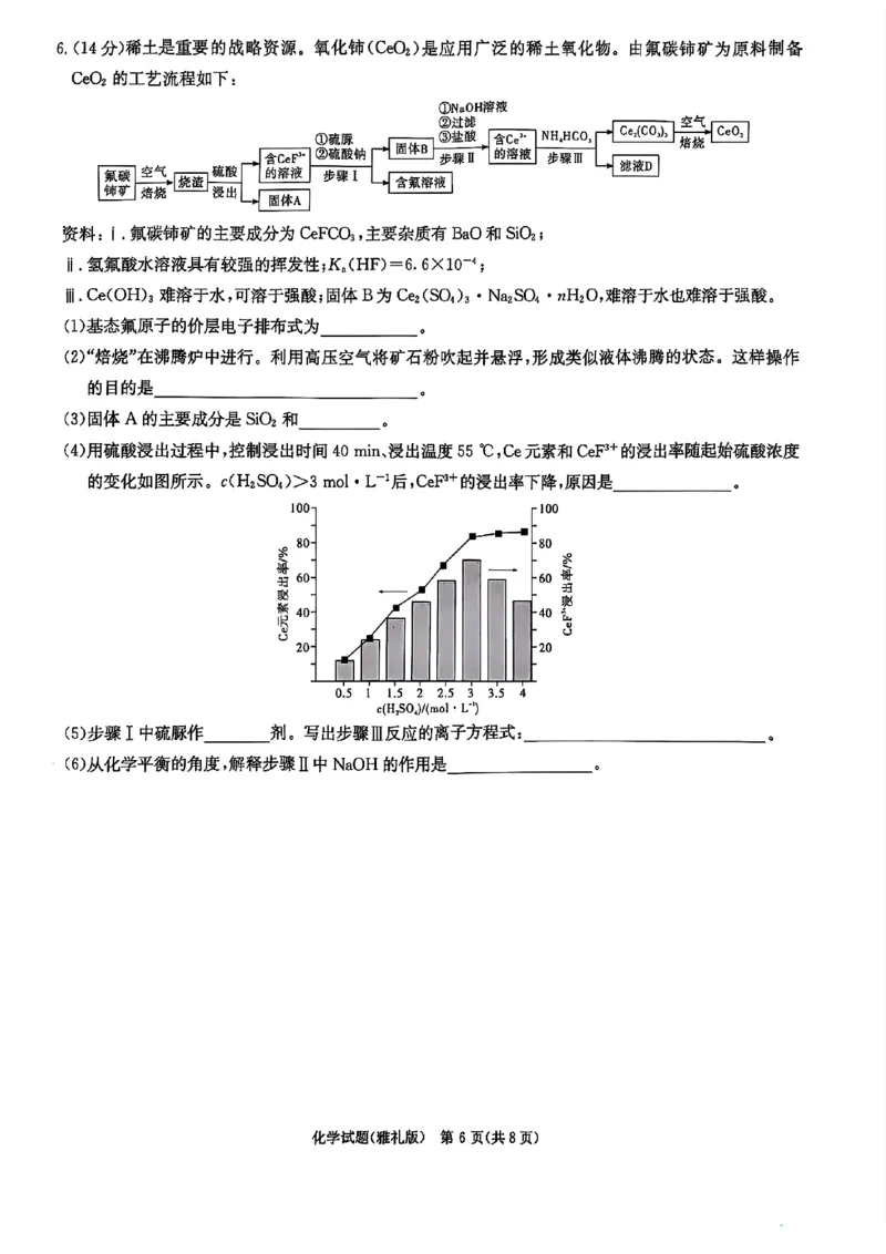 炎德&middot;英才大联考雅礼中学2026届高三月考试卷（一）化学_2025年8月_250818湖南省长沙市雅礼中学2025-2026学年高三上学期月考（一）（全科）
