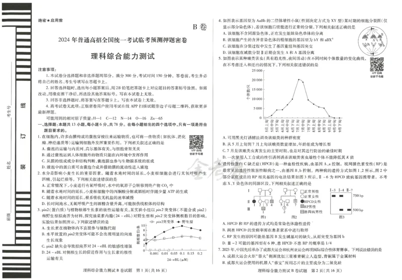 2024年天星高考临考预测押题密卷全国版理科卷（理科综合能力测试）_2024高考押题卷_12024天星全系列_@@@天星临考押题密卷汇总重复_2024年tx高考临考押题密卷全国版理科