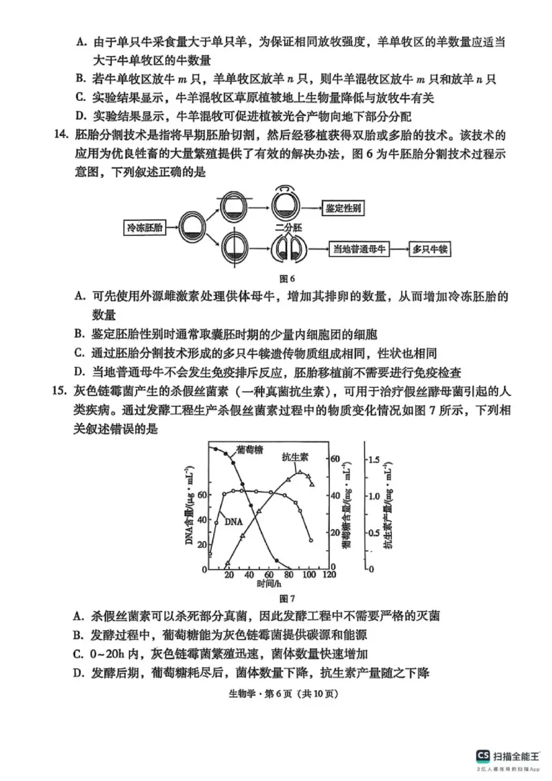 西南名校联盟2025届高三下学期&ldquo;3+3+3&rdquo;高考备考诊断性联考（三）生物_2025年4月_250422西南名校联盟2025届高三下学期&ldquo;3+3+3&rdquo;高考备考诊断性联考（三）（全科）