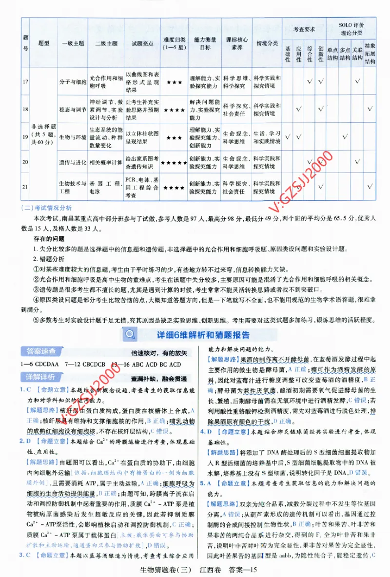2024《金考卷&middot;高考测评卷》生物答案__2024高考押题卷_12024天星全系列_（新高考）2024《金K卷&middot;高考测评&middot;猜题卷》（语数英）各九套_2024《金考卷&middot;高考测评卷&middot;猜题卷》生物