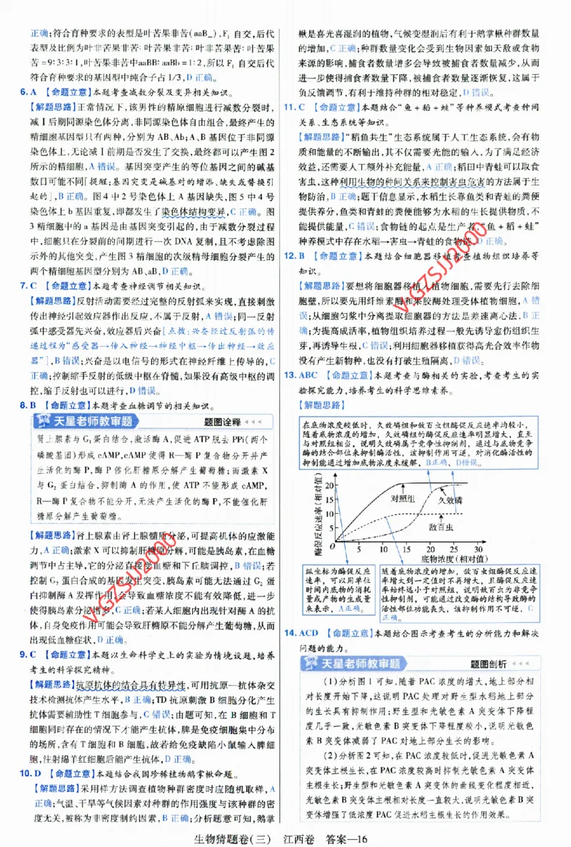 2024《金考卷&middot;高考测评卷》生物答案__2024高考押题卷_12024天星全系列_（新高考）2024《金K卷&middot;高考测评&middot;猜题卷》（语数英）各九套_2024《金考卷&middot;高考测评卷&middot;猜题卷》生物