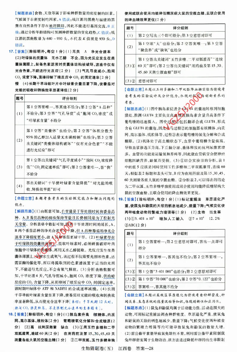 2024《金考卷&middot;高考测评卷》生物答案__2024高考押题卷_12024天星全系列_（新高考）2024《金K卷&middot;高考测评&middot;猜题卷》（语数英）各九套_2024《金考卷&middot;高考测评卷&middot;猜题卷》生物