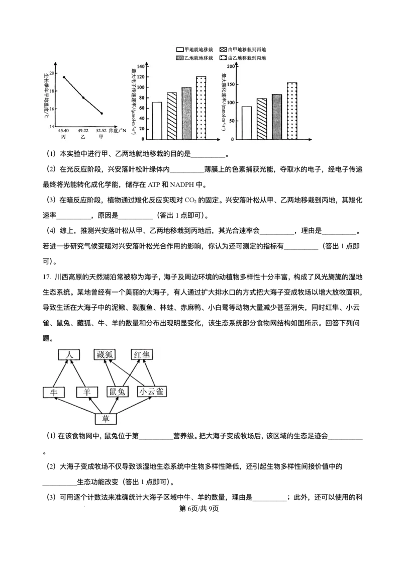 精品解析-2025年1月四川省普通高等学校招生考试适应性测试（八省联考）生物试题_2025年1月_❤2025年高考综合改革适应性演练（八省联考）(1)