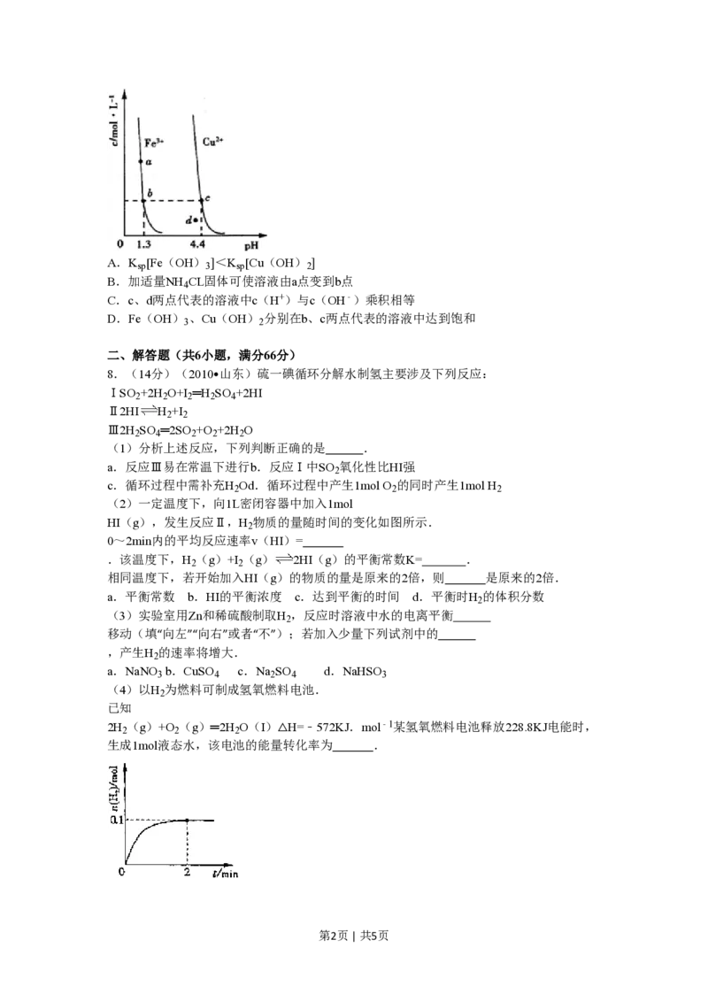 2010年高考化学试卷（山东）（空白卷）_化学历年高考真题_新&middot;PDF版2008-2025&middot;高考化学真题_化学（按省份分类）2008-2025_2008-2025&middot;（山东）化学高考真题