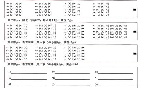 英语答题卡2025-2026学年福州市高三年级第一次质量检测_2025年8月_250830福建省2025-2026学年福州市高三年级第一次质量检测（福州一检）（全科）