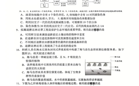生物试题南通四模2025_2025年5月_250529江苏省南通四模5月高三练习卷（全科）_南通四模5月高三练习卷生物