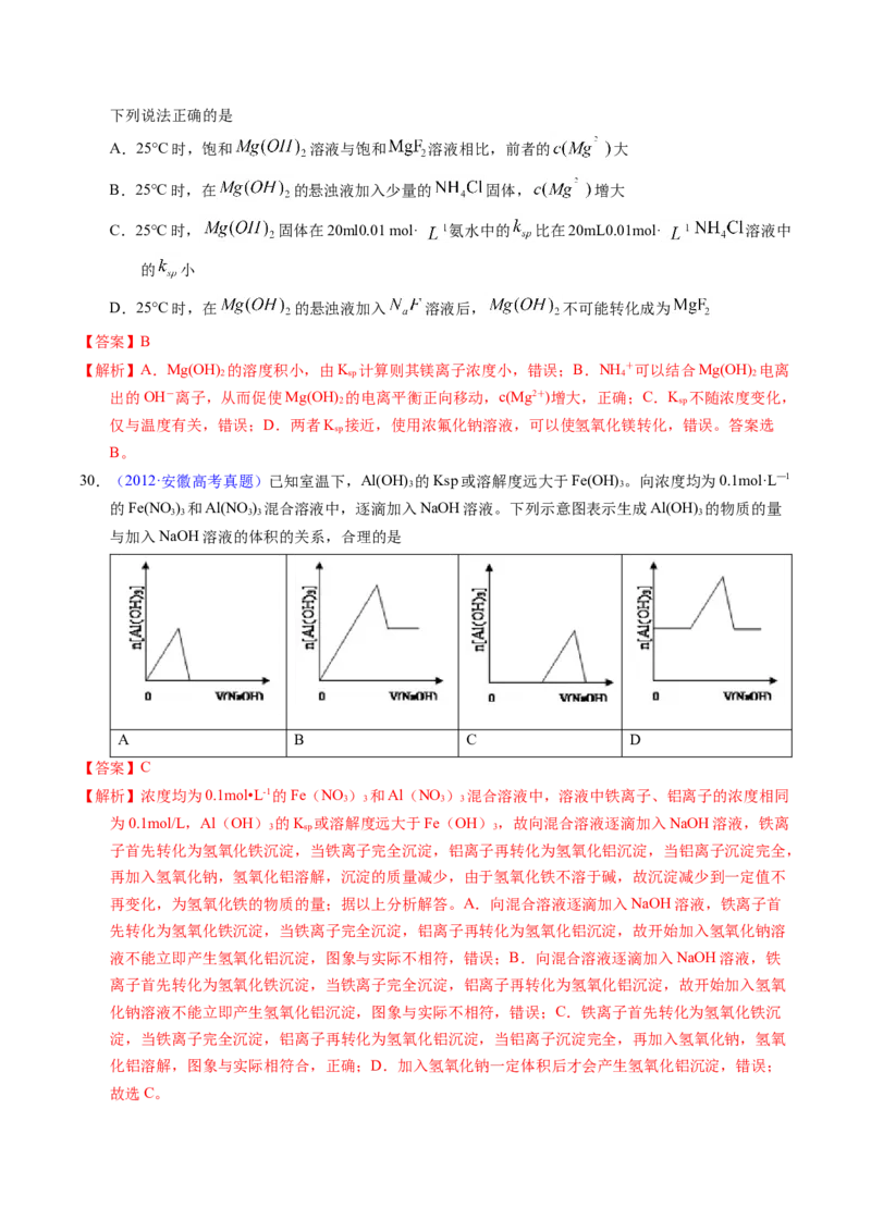 专题62难溶电解质的溶解平衡（解析卷）_近10年高考真题汇编（必刷）_十年（2014-2024）高考化学真题分项汇编（全国通用）_十年（2014-2023）高考化学真题分项汇编（全国通用）