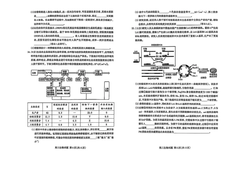 生物试题_2025年4月_250428山东省泰安市2025届高三二轮模拟检测考试（泰安二模）（全科）