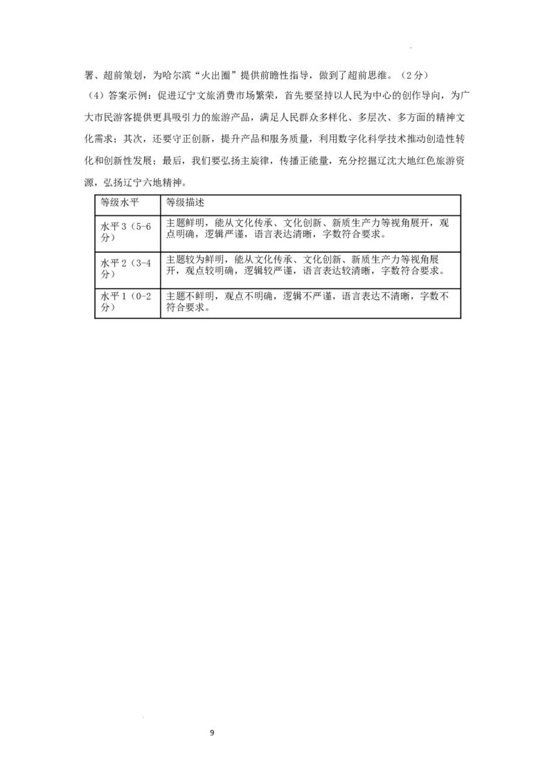 辽宁省七校协作体2024-2025学年度（下）3月高三联考政治答案_2025年3月_250309辽宁省七校协作体2024-2025学年度（下）3月高三联考（全科）