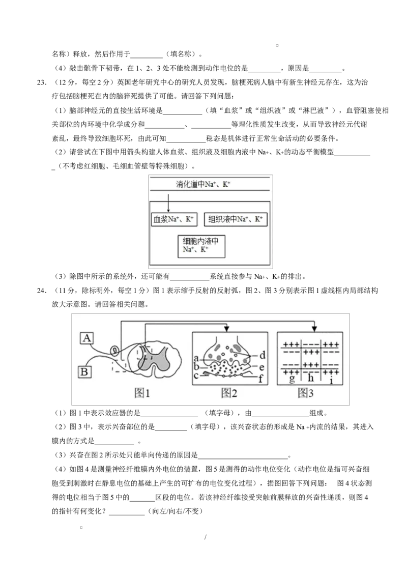 高二生物上学期第一次月考测试范围：选择性必修1第1章~第2章（考试版）（黑吉辽蒙专用）_1多考区联考试卷_2510142025-2026学年高二生物上学期第一次月考试题