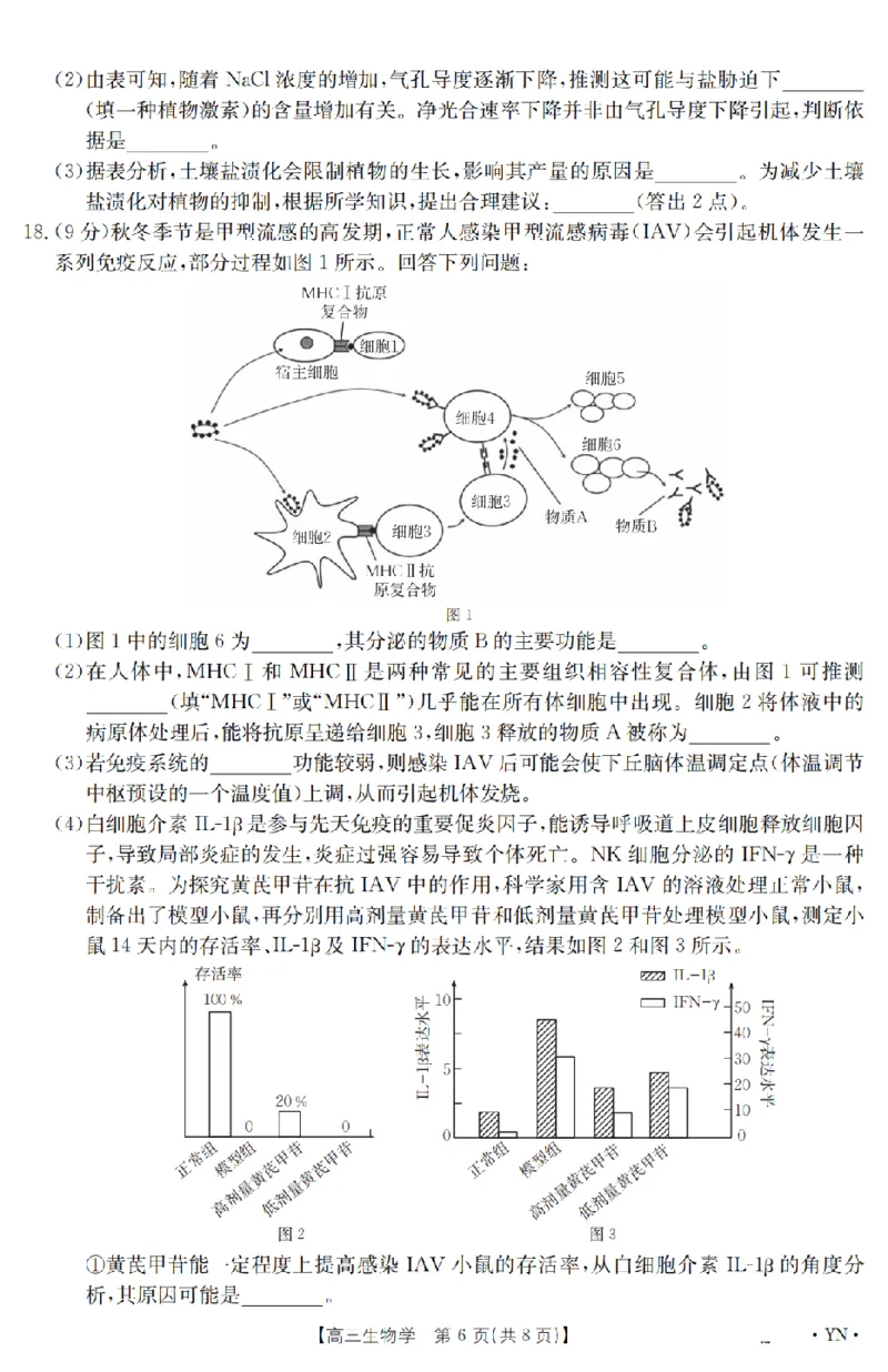 金太阳25-4001C云南省2025届高三下学期3月百万大联考生物_2025年3月_250327云南省金太阳2025届高三下学期3月百万大联考（25-4001C）（全科）