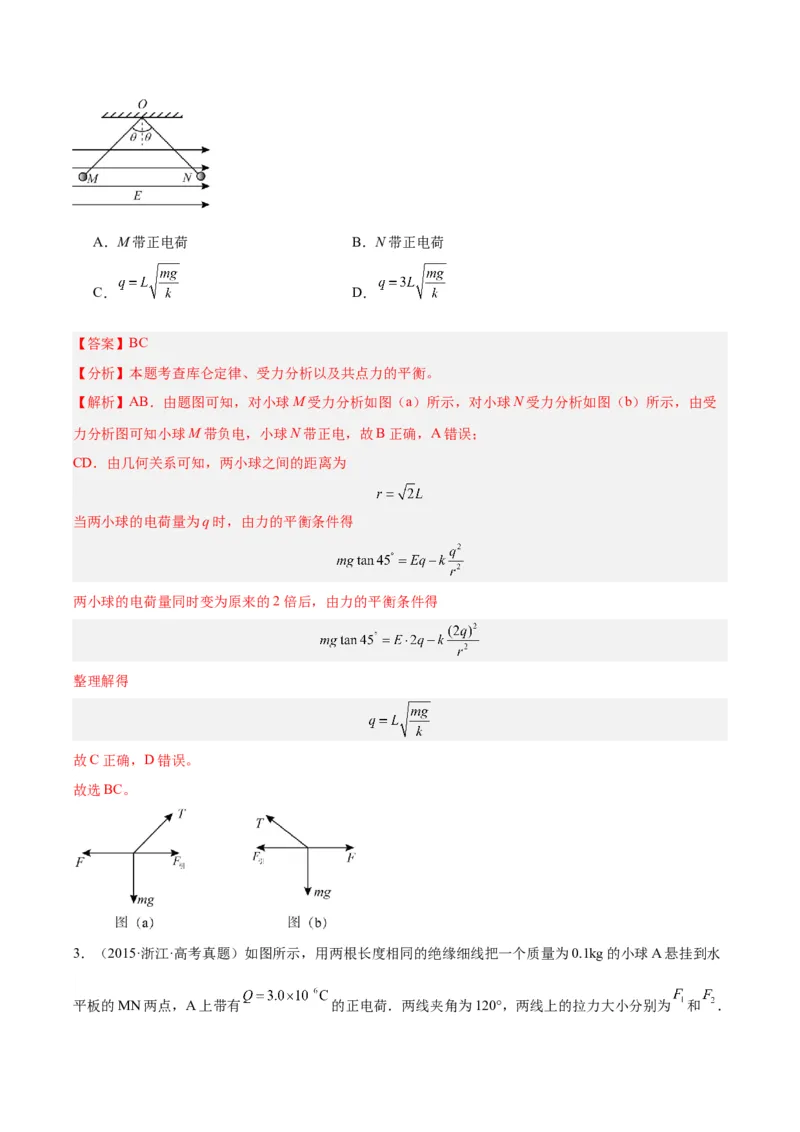 专题35电荷间的相互作用（解析卷）-十年（2014-2023）高考物理真题分项汇编（全国通用）_近10年高考真题汇编（必刷）_十年（2014-2024）高考物理真题分项汇编（全国通用）