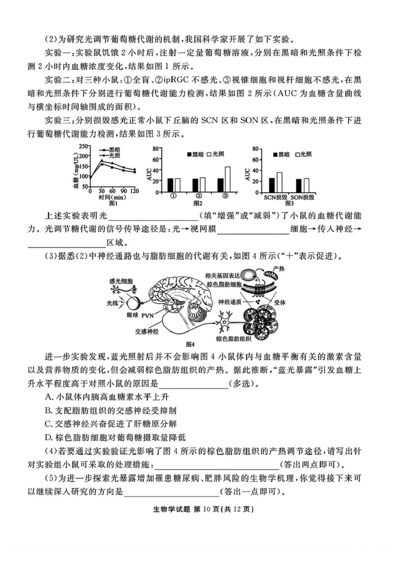 山西省部分学校2024-2025学年高三下学期2月开学考试生物试卷+答案_2025年2月_250217山西省衡水金卷2024-2025学年高三下学期2月开学联考（全科）