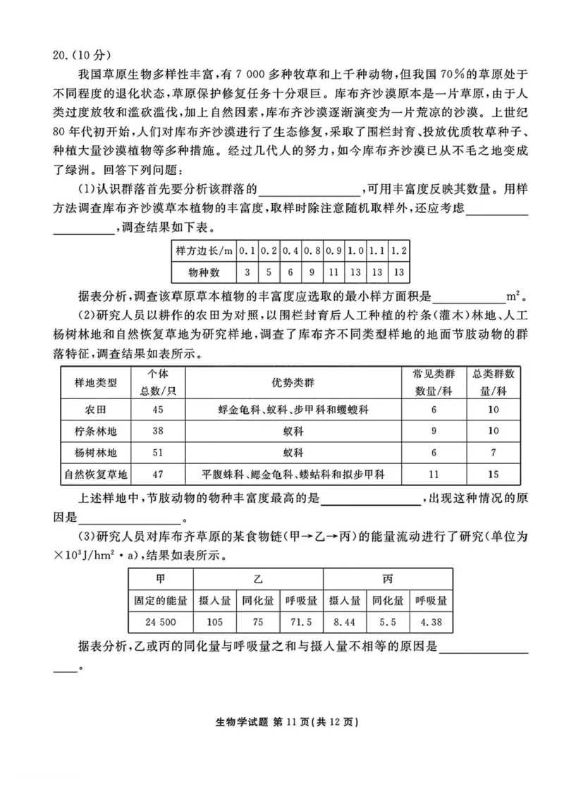 山西省部分学校2024-2025学年高三下学期2月开学考试生物试卷+答案_2025年2月_250217山西省衡水金卷2024-2025学年高三下学期2月开学联考（全科）