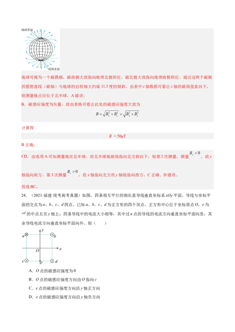专题42磁现象和磁场（解析卷）-十年（2014-2023）高考物理真题分项汇编（全国通用）_近10年高考真题汇编（必刷）_十年（2014-2024）高考物理真题分项汇编（全国通用）
