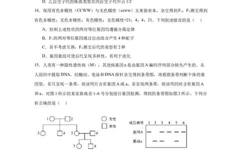 宜宾三中高2023级高三第一次模拟考试+生物_2025年9月_250922四川省宜宾三中高2023级高三第一次模拟考试（全科）_宜宾三中高2023级高三第一次模拟考试+生物