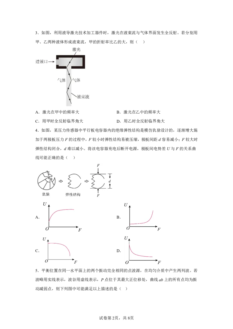 黑、吉、辽、内蒙2025年高考物理真题文档版（含答案）适用地区：辽宁、黑龙江、吉林、内蒙古_1.高考2025全国各省真题+答案_7.高考物理试题及答案更新中