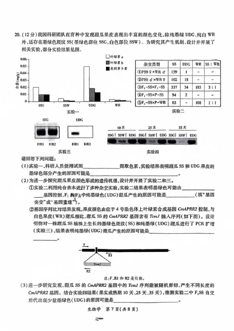 生物试卷_2025年4月_250414广东省茂名市2025届高三下学期二模（全科）_广东省茂名市2025届高三下学期二模试题生物