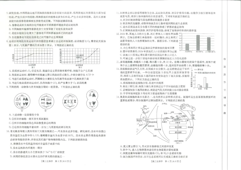江西省高三金太阳5月三新协同教研共同体考试（25-490C）生物_2025年5月_250510江西省高三金太阳5月三新协同教研共同体考试（25-490C）（全科）