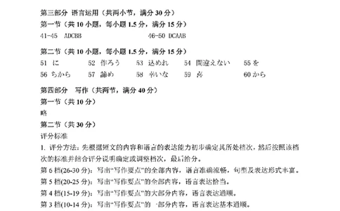 日语答案_2025年4月_2504262025山东省日照市4月高三校际联合考试（日照二模)（全科）