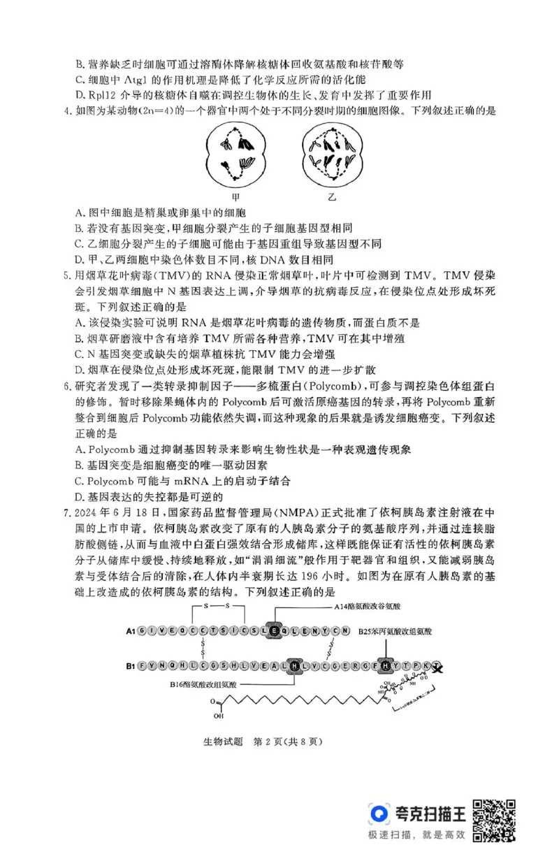 生物试题_2025年5月_2505112025届高三下学期5月青桐鸣大联考_2025届高三下学期5月青桐鸣大联考生物