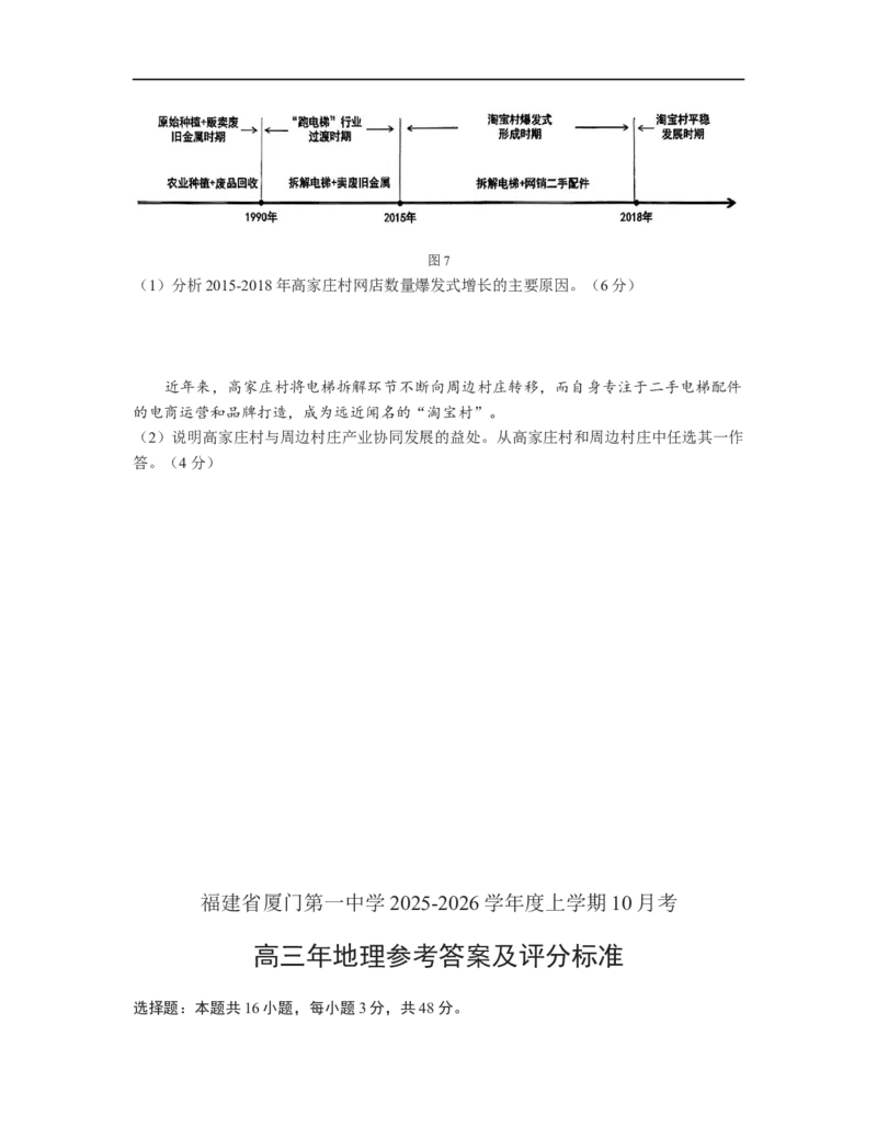 福建省厦门第一中学2025-2026学年高三上学期10月月考地理试题（含答案）_2025年10月_251017福建省厦门第一中学2025-2026学年高三上学期10月月考（全科）