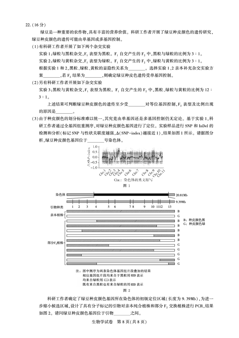 湖北省圆创名校联盟2025届高三第四次联合测评生物_2025年5月_250513湖北省圆创名校联盟2025届高三第四次联合测评（全科）
