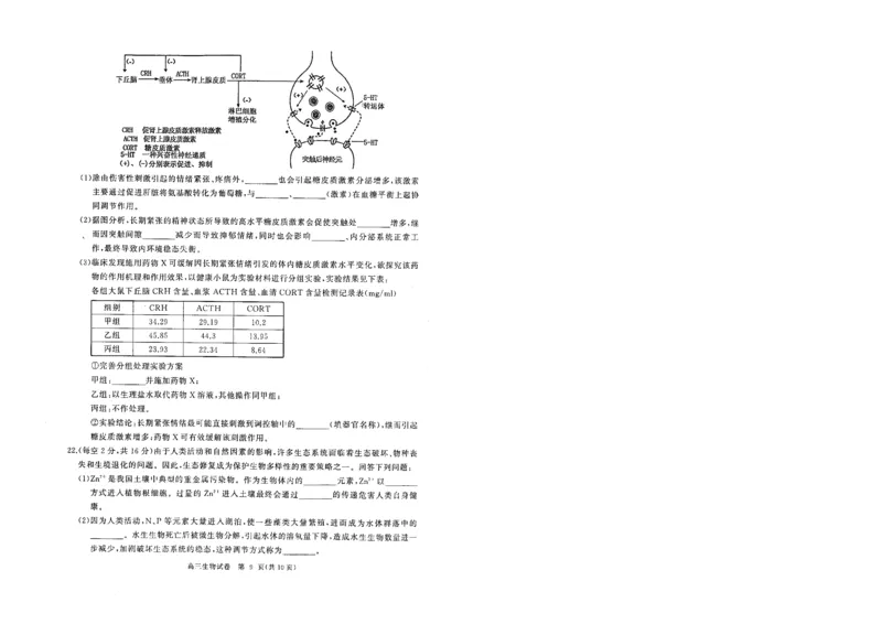 湖北省部分重点中学生物试卷_2025年1月_250116湖北省部分重点中学2025届高三第二次联考（全科）