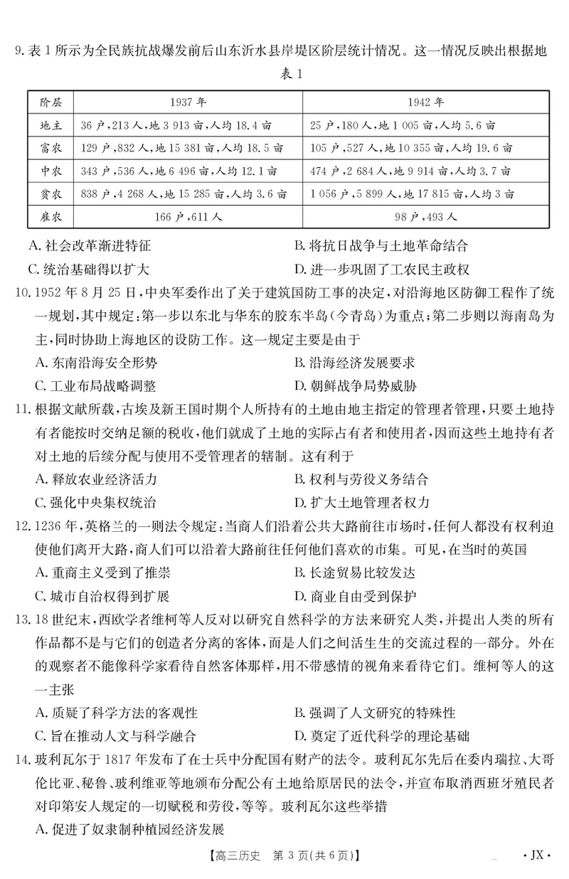 历史江西省2025届高三下学期5月百万大联考（金太阳25-517C）_2025年5月_2505272025届高三下学期5月百万大联考（金太阳25-517C）（全科）