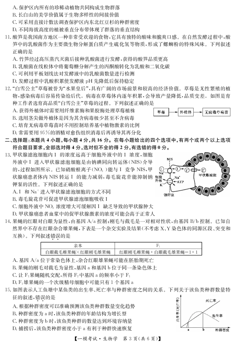 江西省萍乡市2024~2025学年度高三一模考试试卷生物_2025年3月_250309江西省萍乡市2024~2025学年度高三一模考试试卷（萍乡一模）（全科）_江西省萍乡市2024~2025学年度高三一模考试生物