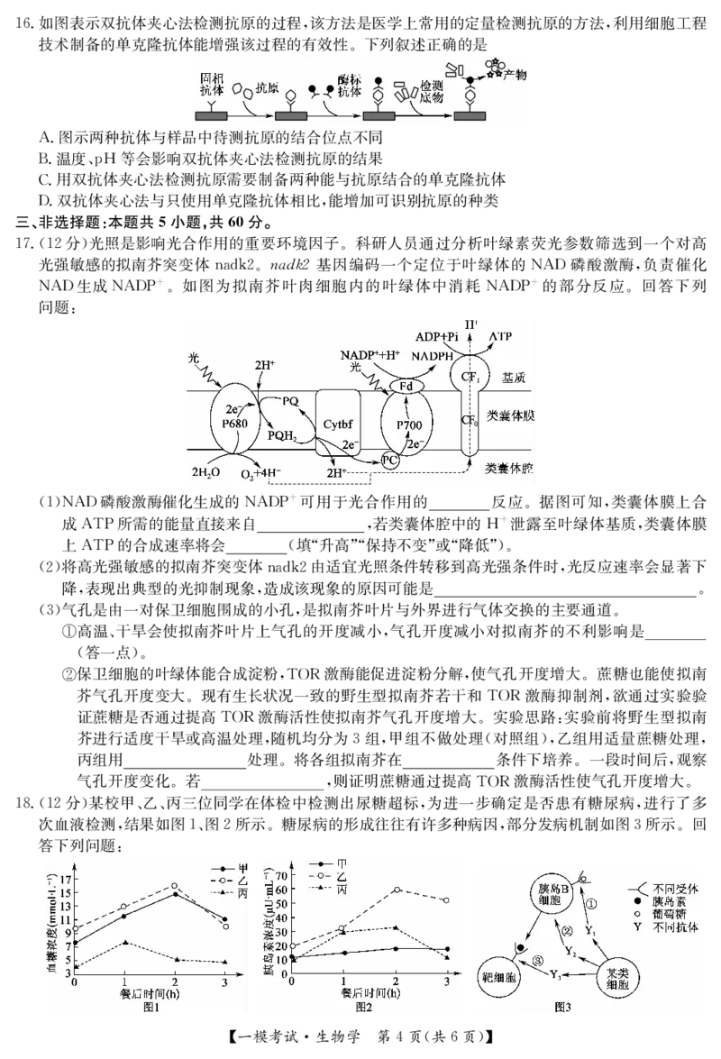 江西省萍乡市2024~2025学年度高三一模考试试卷生物_2025年3月_250309江西省萍乡市2024~2025学年度高三一模考试试卷（萍乡一模）（全科）_江西省萍乡市2024~2025学年度高三一模考试生物