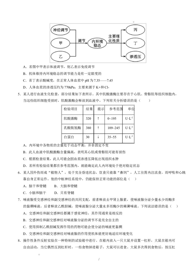 高二生物上学期第一次月考卷（天津专用）（考试版）_1多考区联考试卷_2510142025-2026学年高二生物上学期第一次月考试题