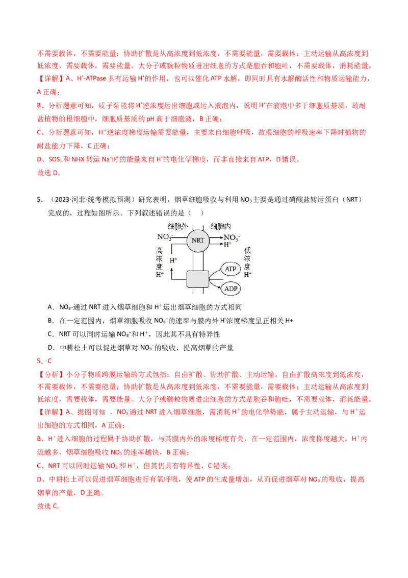 专题03细胞呼吸与光合作用（解析卷）_近10年高考真题汇编（必刷）_十年（2014-2024）高考生物真题分项汇编（全国通用）_2023年高考真题和模拟题生物分项汇编（全国通用）
